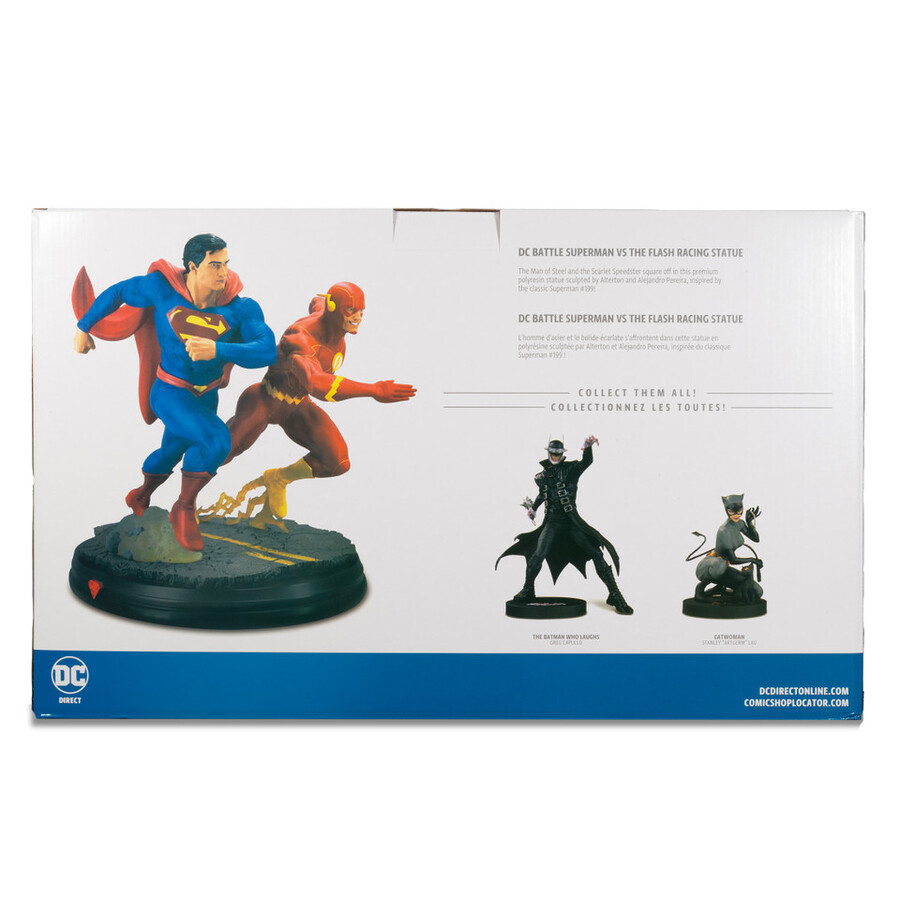 statua in resina di superman contro flash dc battle