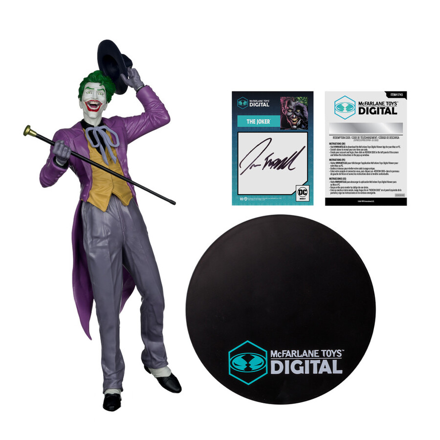 the joker di jason fabok the three jokers autograph edition statua in pvc in scala 16 con mcfarlane toys oggetto da collezione digitale