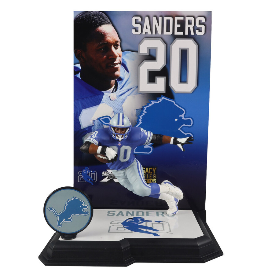 barry sanders con maglia blu detroit lions gold label nfl 7 figure mcfarlanes sportspicks