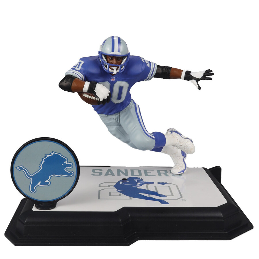 barry sanders con maglia blu detroit lions gold label nfl 7 figure mcfarlanes sportspicks