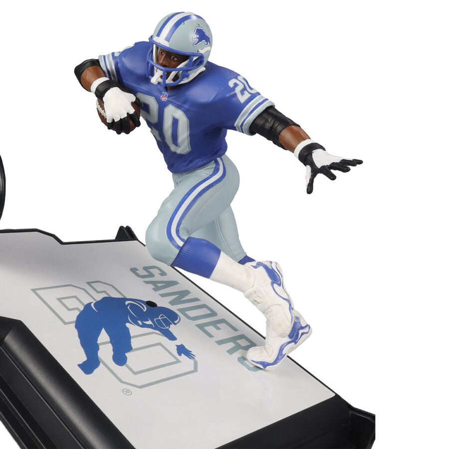 barry sanders con maglia blu detroit lions gold label nfl 7 figure mcfarlanes sportspicks