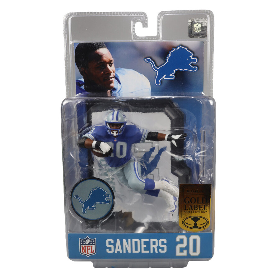 barry sanders con maglia blu detroit lions gold label nfl 7 figure mcfarlanes sportspicks