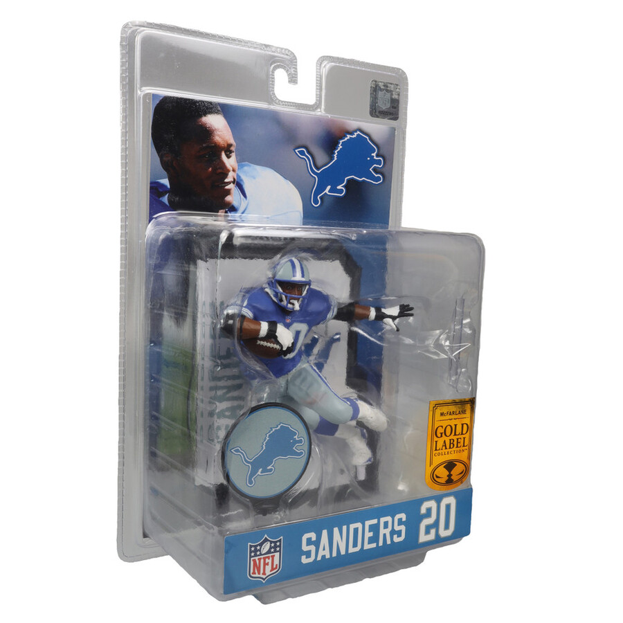 barry sanders con maglia blu detroit lions gold label nfl 7 figure mcfarlanes sportspicks