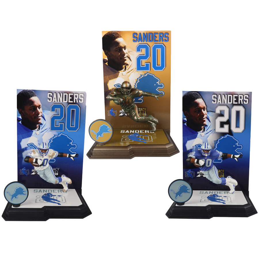 barry sanders detroit lions pacchetto con etichette dorate 3 personaggi nfl da 7 pollici