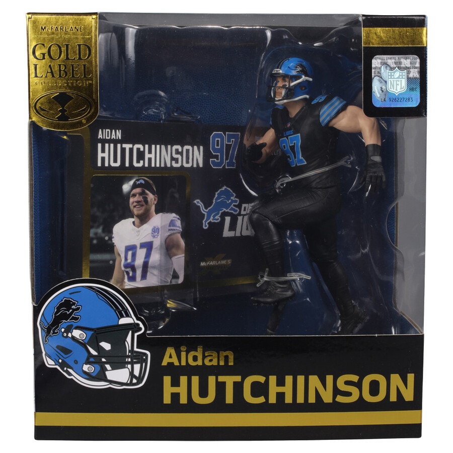 aidan hutchinson con maglia alternativa detroit lions gold label nfl 7 figure mcfarlanes sportspicks