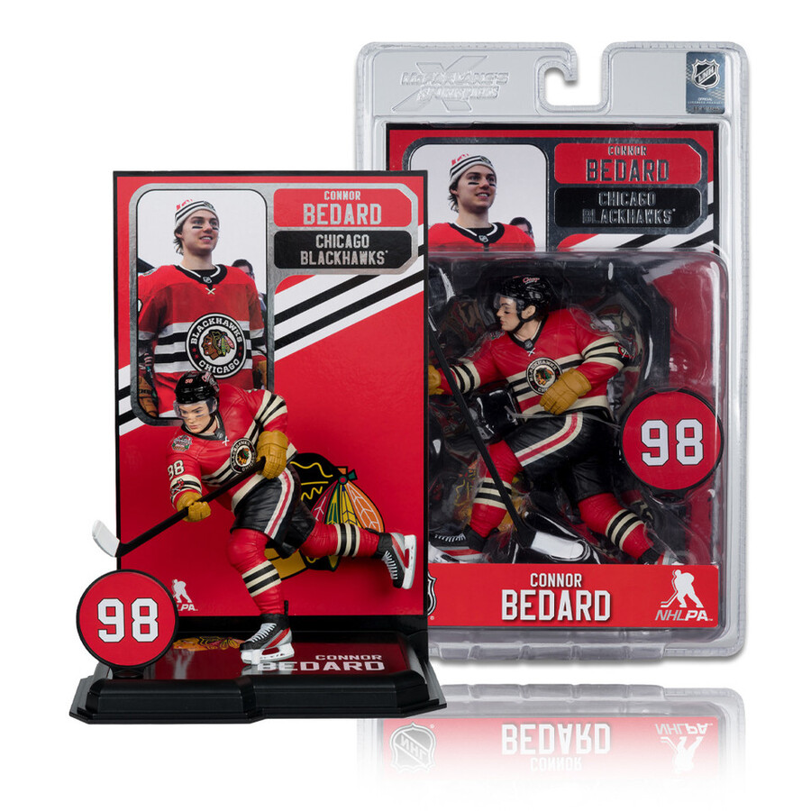 connor bedard chicago blackhawks con la maglia invernale classica della nhl confezione sigillata in fabbrica