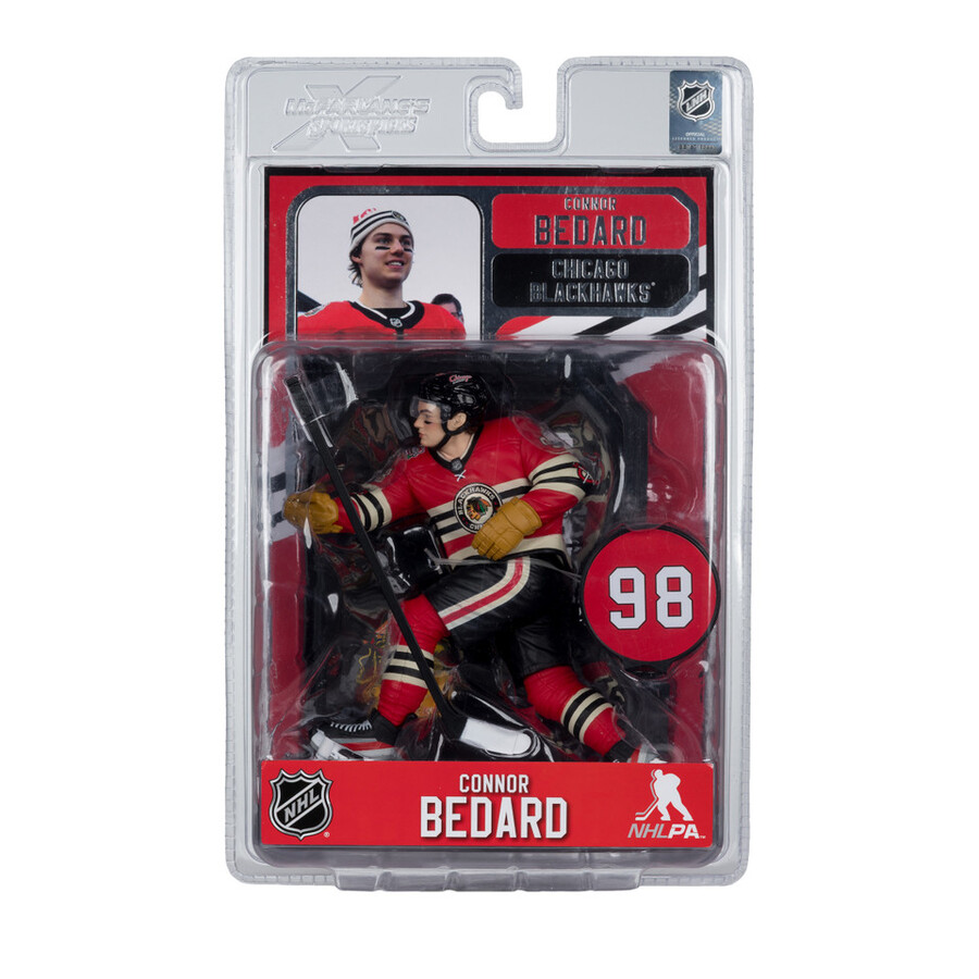 connor bedard chicago blackhawks con la maglia invernale classica della nhl confezione sigillata in fabbrica