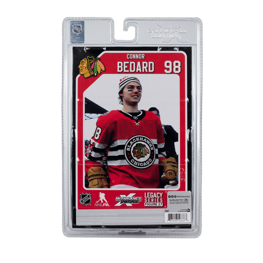 connor bedard chicago blackhawks con la maglia invernale classica della nhl confezione sigillata in fabbrica