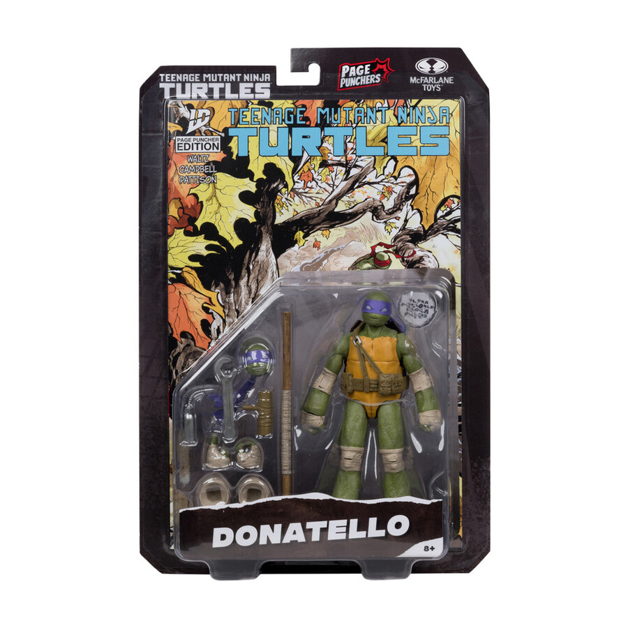 donatello page punchers teenage mutant ninja turtles figura da 5 con fumetto