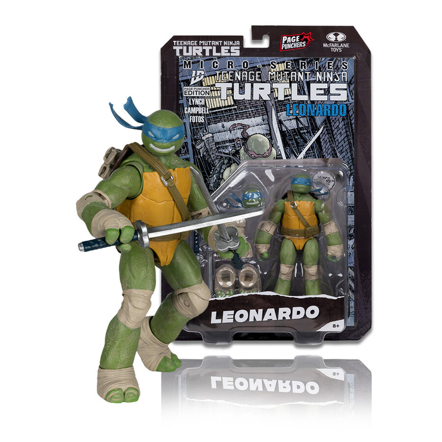 leonardo page punchers teenage mutant ninja turtles figura da 5 con fumetto