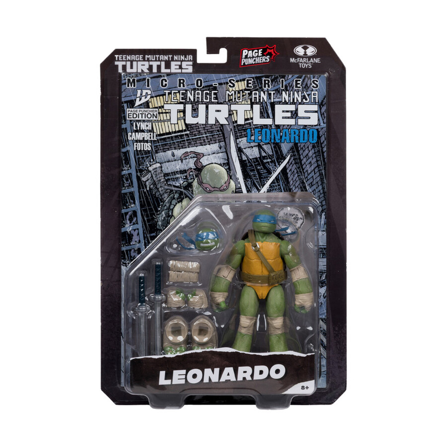 leonardo page punchers teenage mutant ninja turtles figura da 5 con fumetto