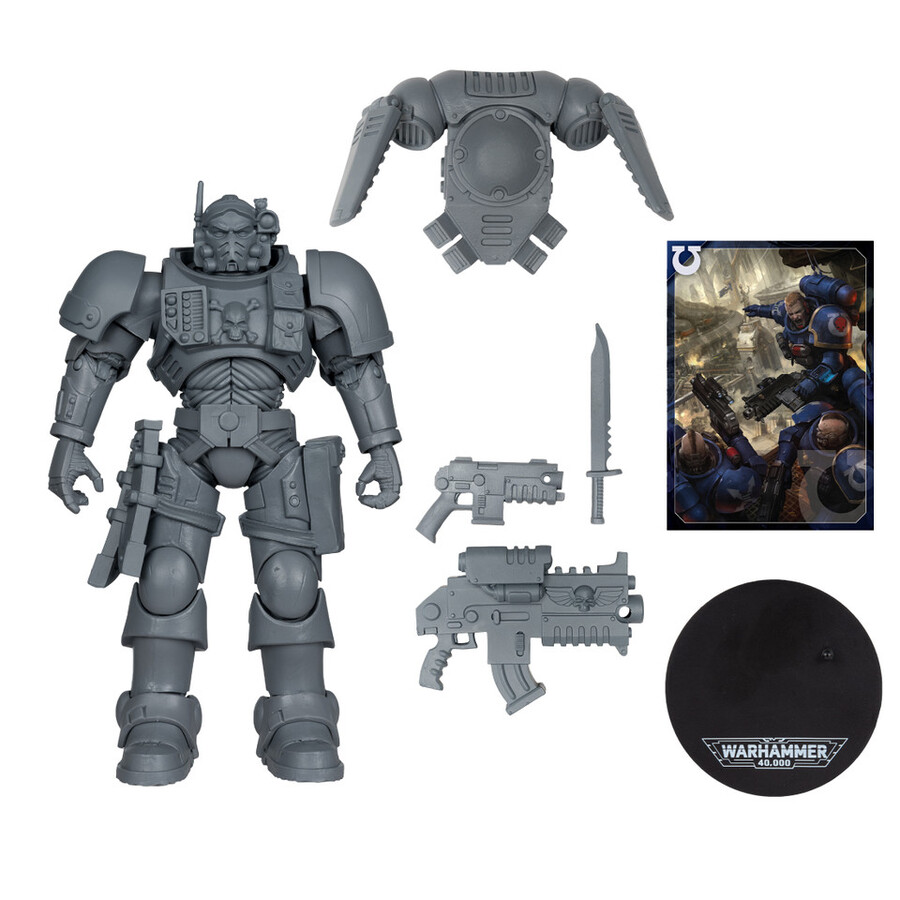 tenente degli ultramarines in armatura phobos prova dartista warhammer 40000 figura da 7 pollici
