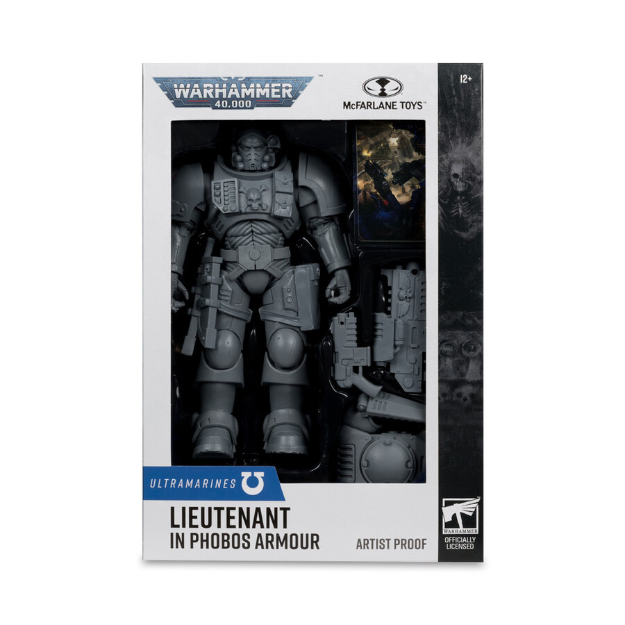tenente degli ultramarines in armatura phobos prova dartista warhammer 40000 figura da 7 pollici