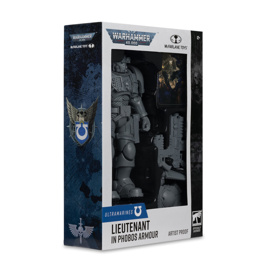 tenente degli ultramarines in armatura phobos prova dartista warhammer 40000 figura da 7 pollici