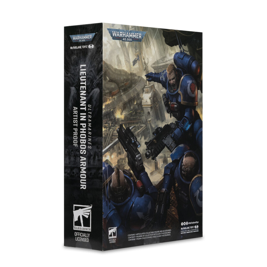 tenente degli ultramarines in armatura phobos prova dartista warhammer 40000 figura da 7 pollici