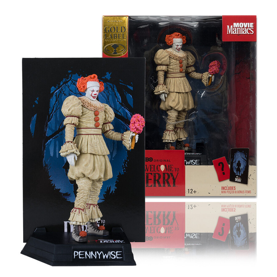 pennywise flashback benvenuti a derry figura in posa da 6 con etichetta dorata